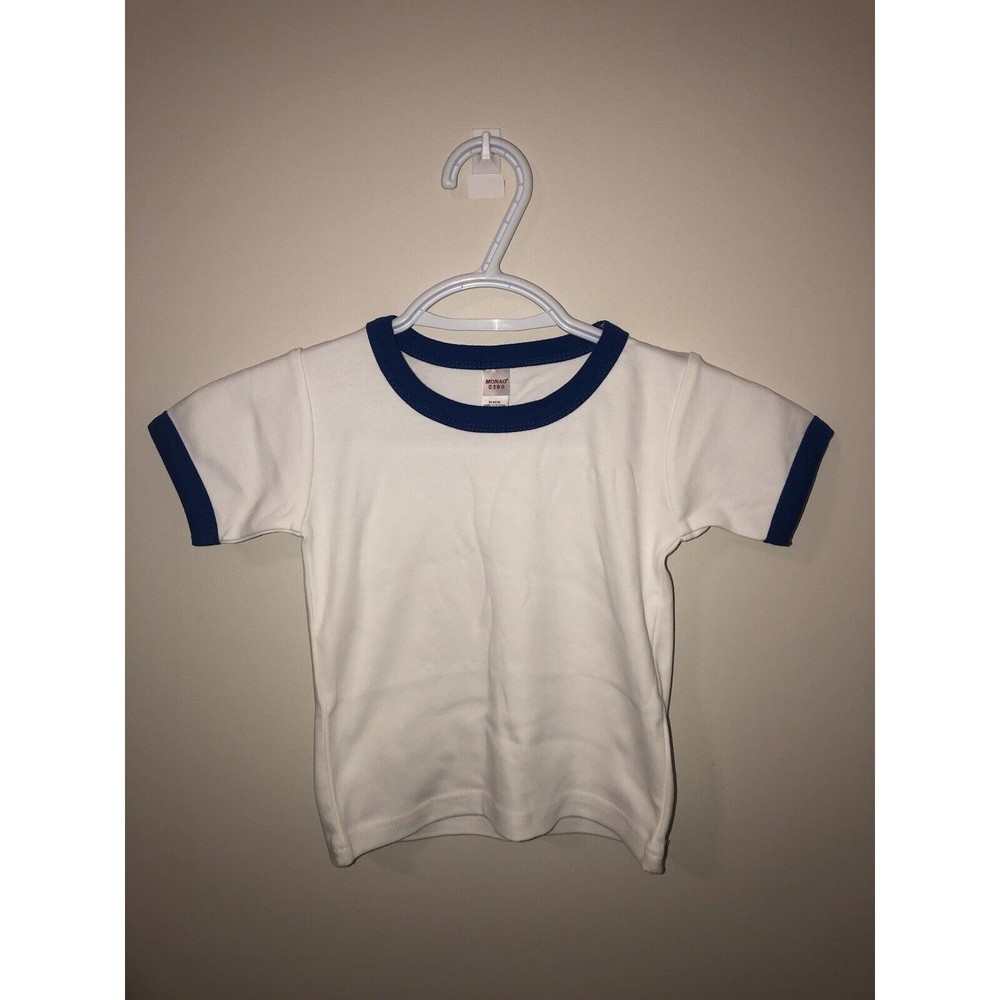 Little boys monag white T-shirt, blue detail, size 18mos, LOT OF 5
